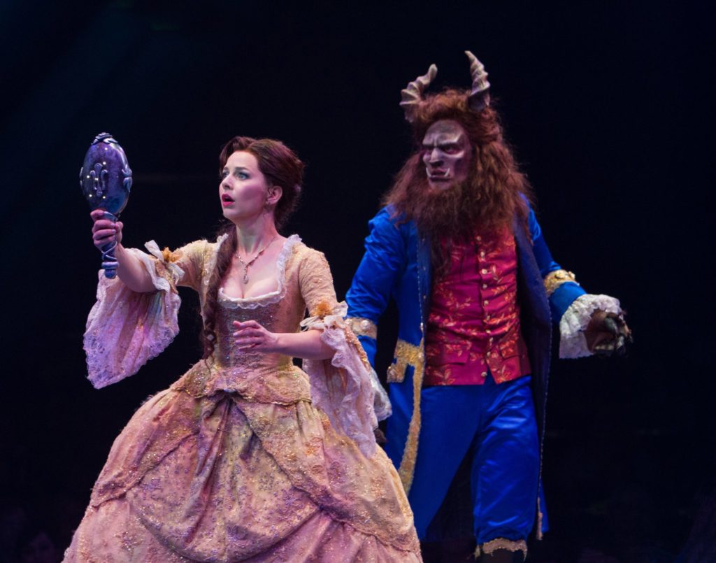 Jessica Grové as Belle and James Snyder as Beast in Disney’s Beauty and the Beast, produced by Music