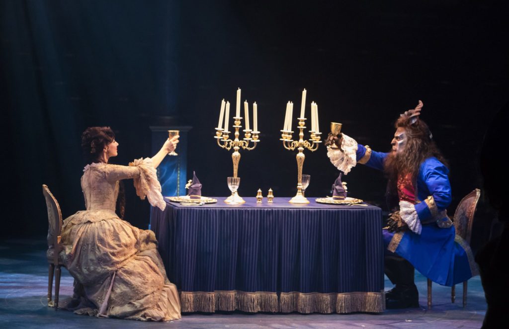 Jessica Grové as Belle and James Snyder as Beast in Disney’s Beauty and the Beast, produced by Music