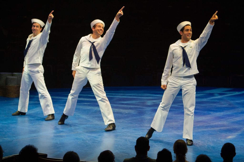 Clyde Alves as Ozzie, Matt Loehr as Chip and Sam Lips as Gabey in On the Town, produced by Music Cir