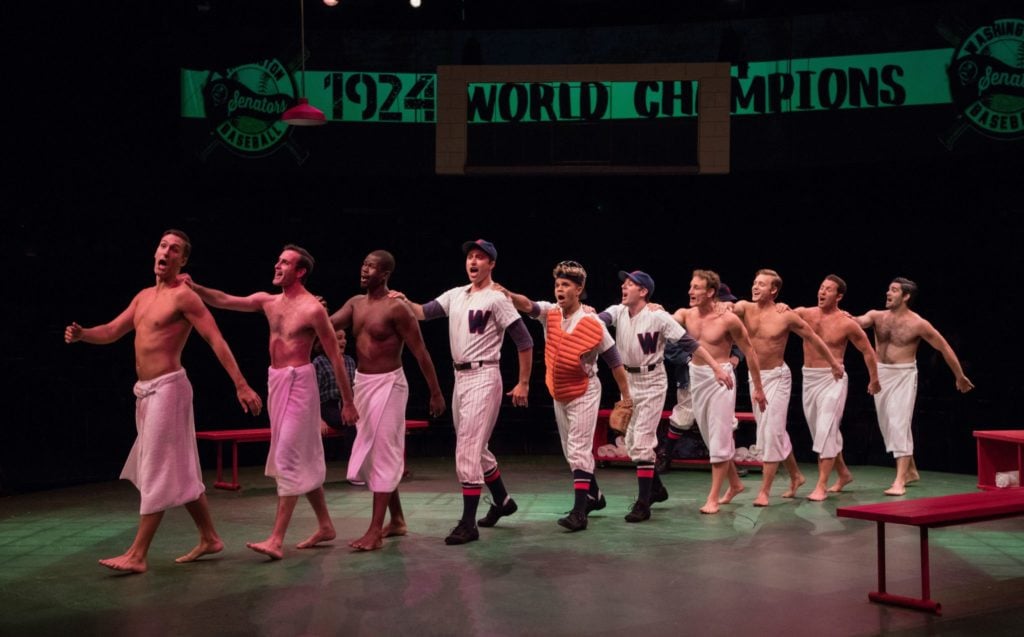 The company of Damn Yankees produced by Music Circus at the Wells Fargo Pavilion August 8 – 13. Phot
