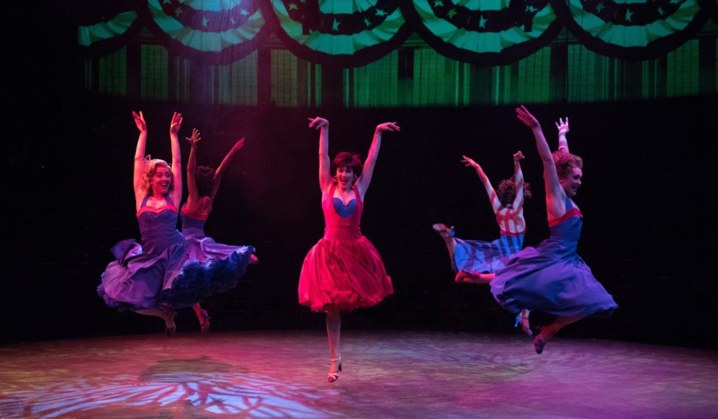 Lindsay Roginski as Lola and the company of Damn Yankees produced by Music Circus at the Wells Fargo