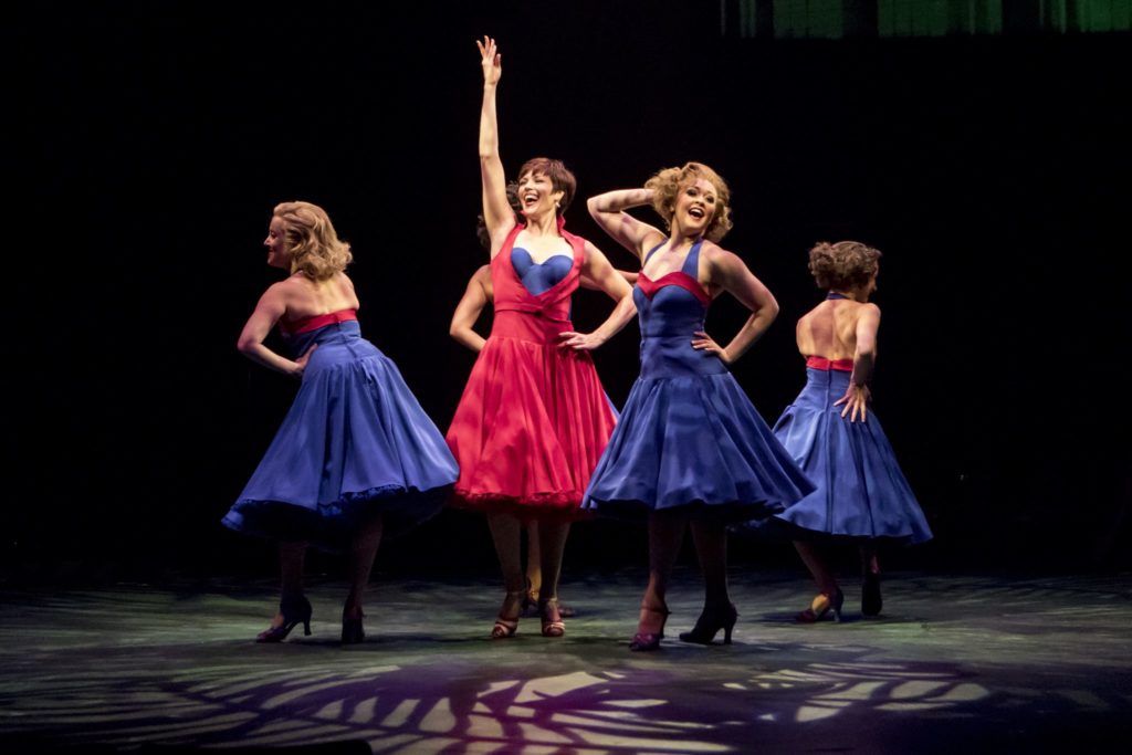 Lindsay Roginski as Lola and the company of Damn Yankees produced by Music Circus at the Wells Fargo