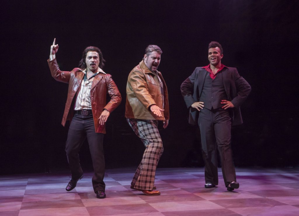 Chris Chatman as Pablo, Todd A. Horman as Joey and Justin Keyes as TJ in Sister Act produced by Musi