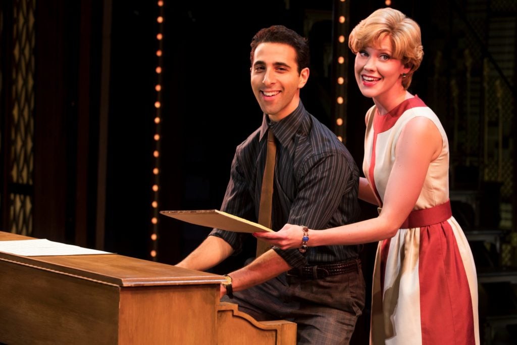 Jacob Heimer as Barry Mann and Sarah Goeke as Cynthia Weil in the Broadway Sacramento presentation o