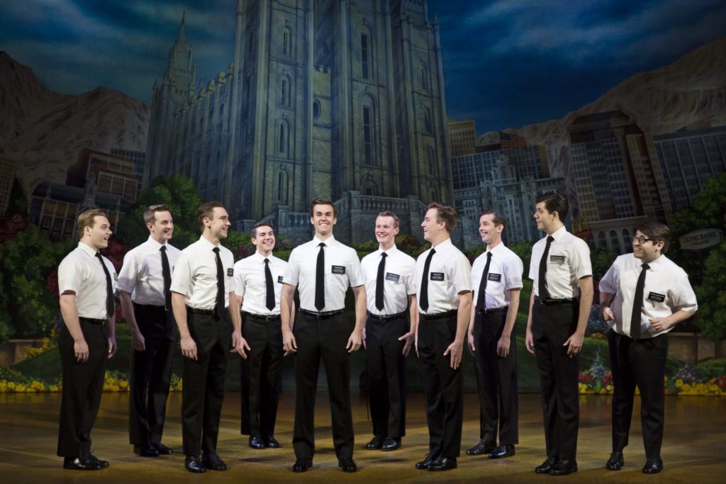 The company of “The Book of Mormon” presented by Broadway Sacramento at the Community Center Theater