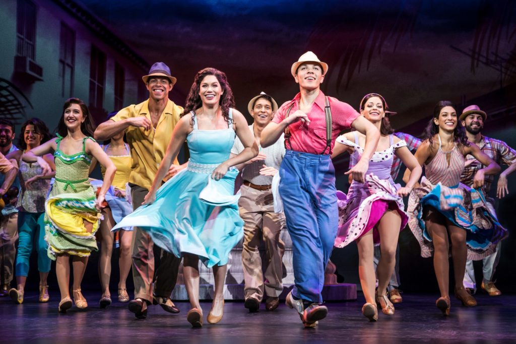 Christie Prades as Gloria Estefan, Adriel Flete and the company of the Broadway On Tour presentation of ON YOUR FEET! Oct. 30 – Nov. 4, 2018 at the Sacramento Community Center Theater. Photo by Matthew Murphy.