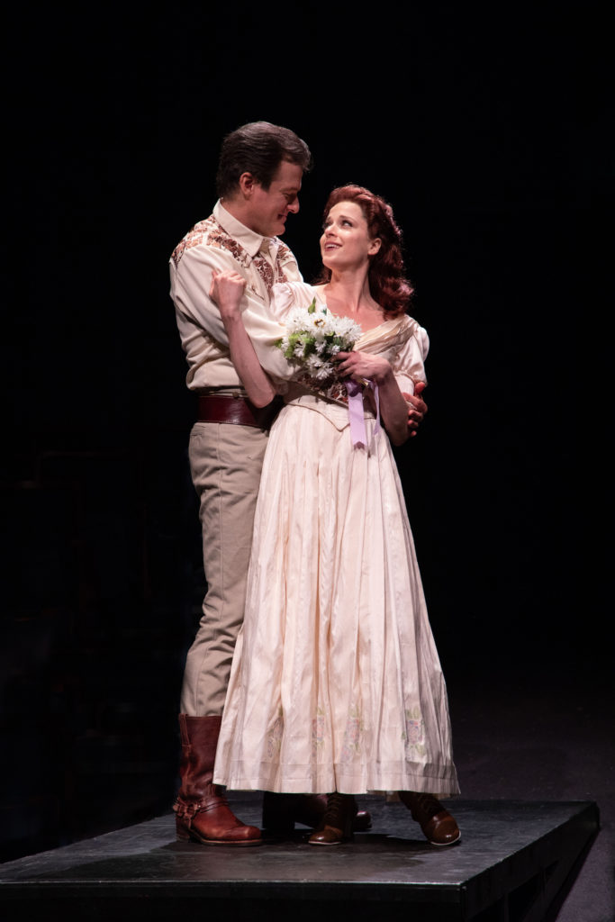 (from L to R) Edward Watts as Adam Pontipee and Paige Faure as Milly in SEVEN BRIDES FOR SEVEN BROTH