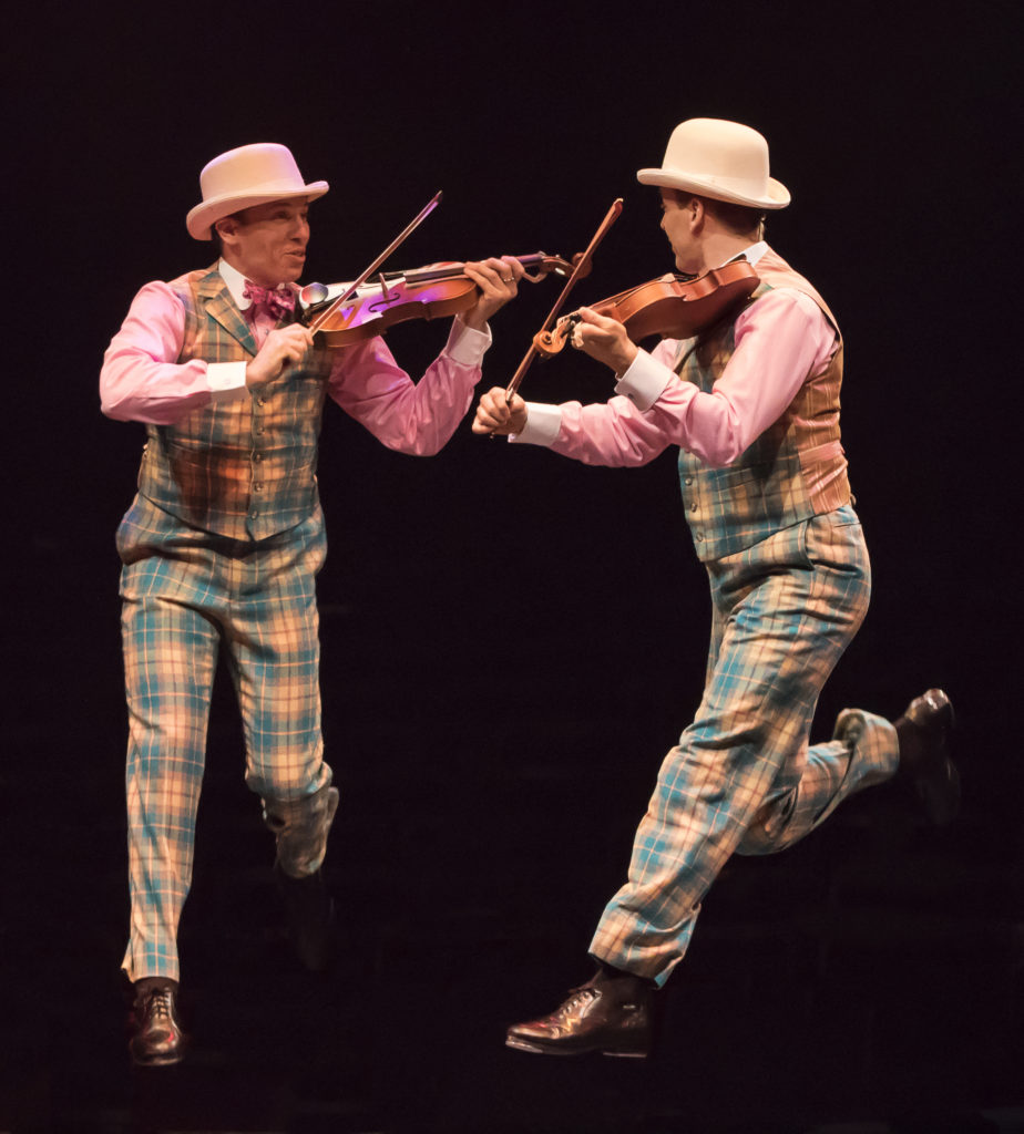 (from L to R) Matt Loehr as Cosmo Brown and Noah Racey as Don Lockwood in SINGIN' IN THE RAIN, produ