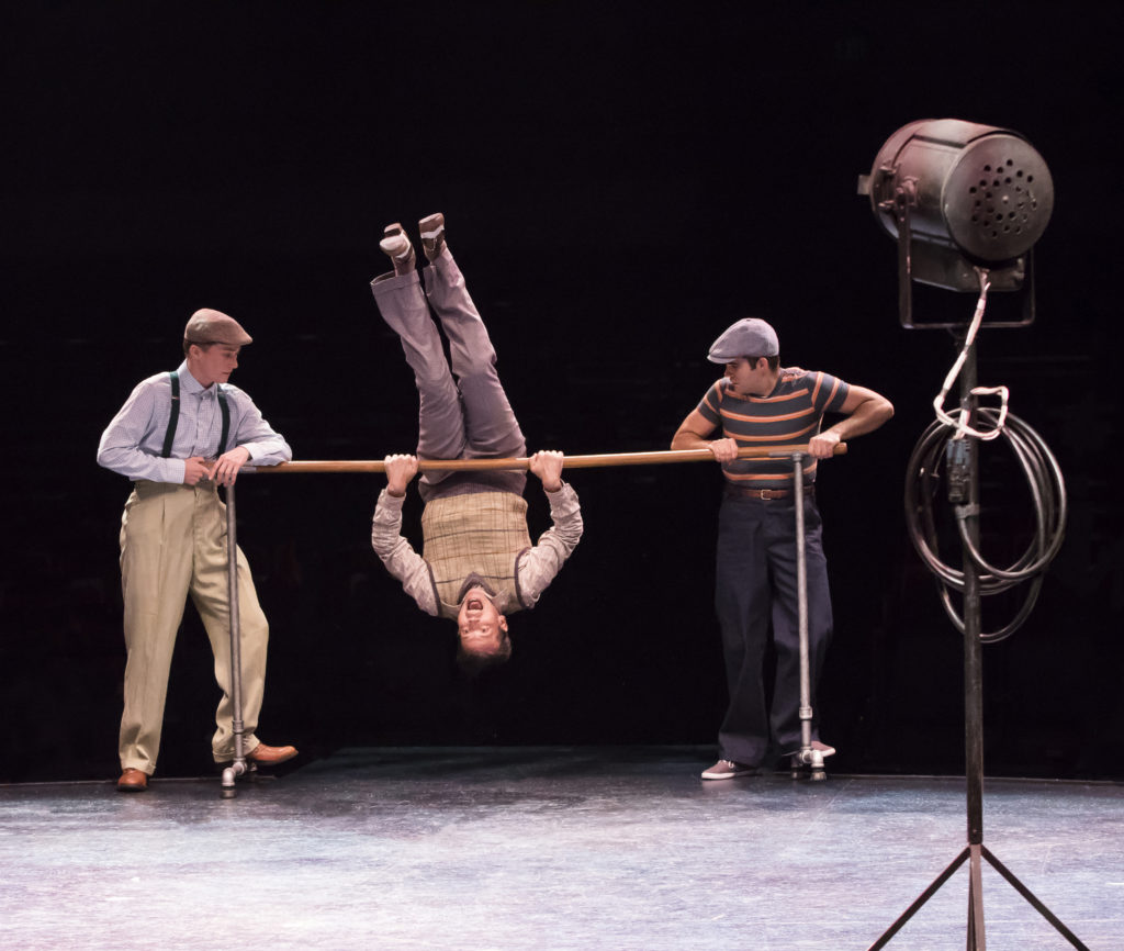 (from L to R) Jordan Beall as Stagehand, Matt Loehr as Cosmo Brown and Eric Anthony Johnson as Stage