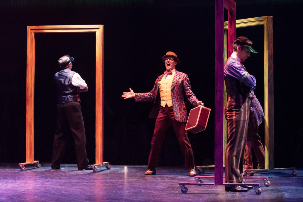 (from L to R) Stuart Marland, Noah Racey as Don Lockwood and J.D. Daw in SINGIN' IN THE RAIN, produc