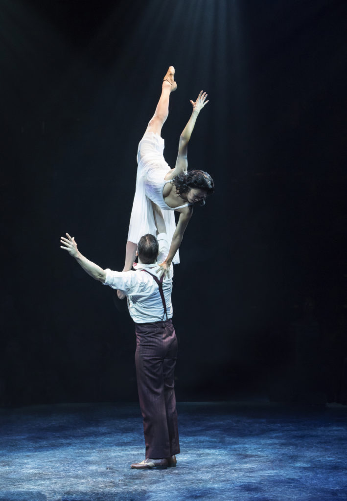 (from top to bottom) Kristine Bendul and Noah Racey as Don Lockwood in SINGIN' IN THE RAIN, produced