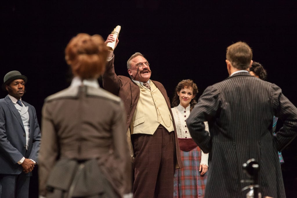 (from L to R) Ramone Owens as Seitz, Amy Bodnar as Hannah, Ron Wisniski as Governor Roosevelt, Lauri