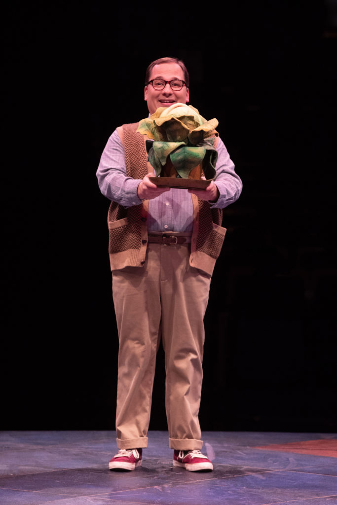 Jared Gertner as Seymour in LITTLE SHOP OF HORRORS produced by Broadway At Music Circus at the Wells