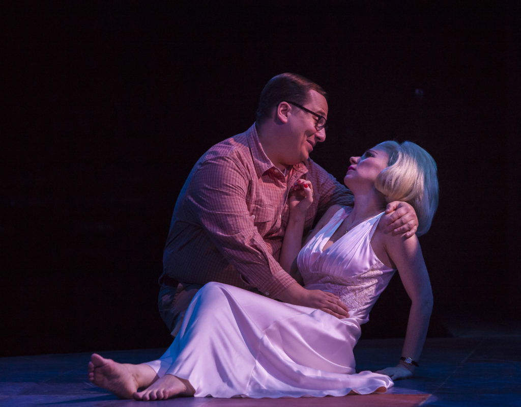 Jared Gertner as Seymour and Sarah Litzsinger as Audrey in LITTLE SHOP OF HORRORS produced by Broadw