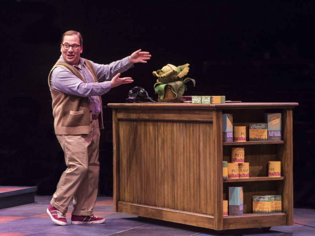 Jared Gertner as Seymour in LITTLE SHOP OF HORRORS produced by Broadway At Music Circus at the Wells