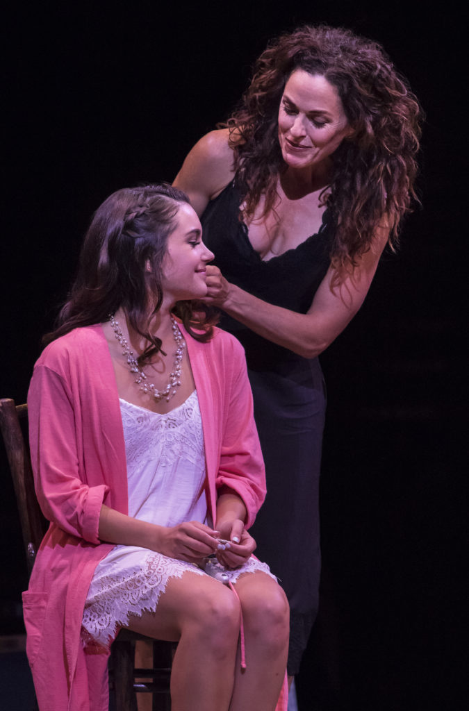 (from L to R) Francesca Arostegui as Sophie Sheridan and Michelle Dawson as Donna Sheridan in MAMMA 