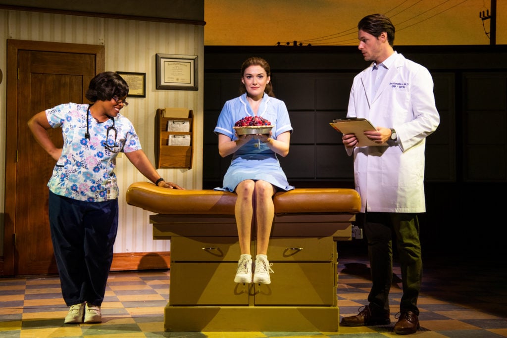 Rheaume Crenshaw, Christine Dwyer and Steven Good in the Broadway On Tour presentation of WAITRESS at the Sacramento Community Center Theater Dec. 27, 2018 – Jan. 5, 2019. Photo by Philicia Endelman.