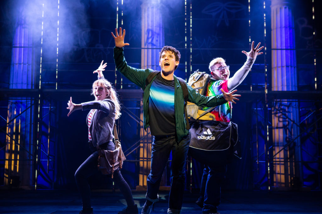 Kristin Stokes, Chris McCarrell and Jorrel Javier in THE LIGHTNING THIEF: THE PERCY JACKSON MUSICAL presented by Broadway On Tour at the Sacramento Community Center Theater Apr. 19-21, 2019. Photo by Jeremy Daniel.