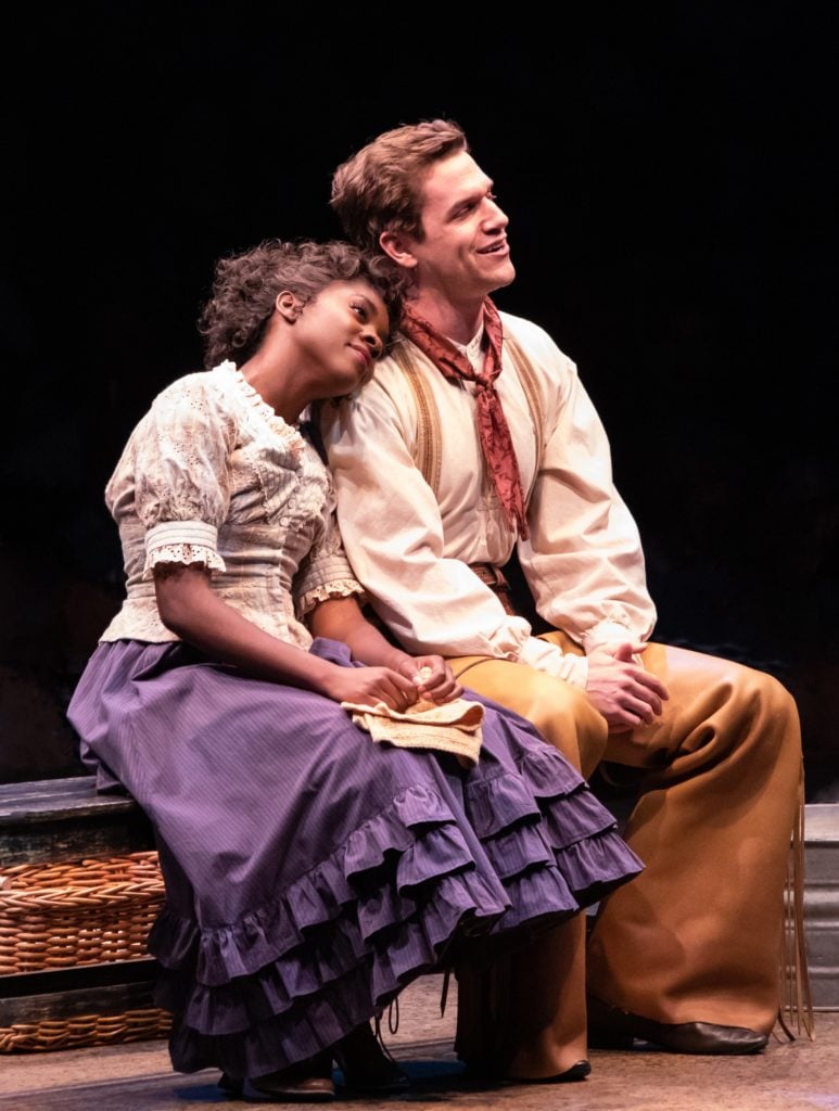 Emilie Kouatchou as Laurey Williams and Ryan Vasquez as Curly McLain in OKLAHOMA! produced by Broadway At Music Circus at the Wells Fargo Pavilion June 25-30. Photo by Charr Crail.