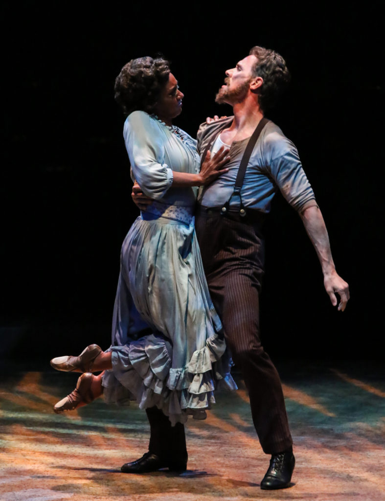 Taeler Cyrus as Dream Laurey and Stephen Hanna as Dream Jud in OKLAHOMA! produced by Broadway At Music Circus at the Wells Fargo Pavilion June 25-30. Photo by Charr Crail.