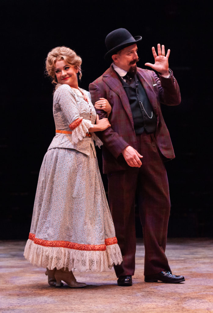 Ashley Arcement as Gertie Cummings and Jeff Skowron as Ali Hakim in OKLAHOMA! produced by Broadway At Music Circus at the Wells Fargo Pavilion June 25-30. Photo by Charr Crail.