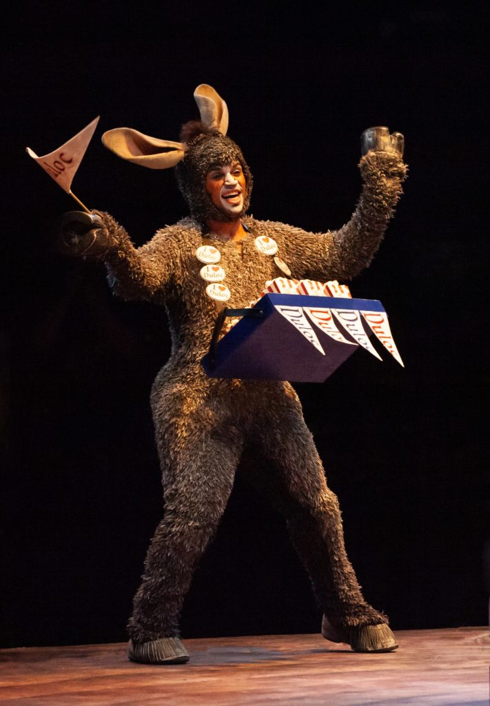 André Jordan as Donkey in SHREK THE MUSICAL produced by Broadway At Music Circus at the Wells Fargo Pavilion June 11-16. Photo by Charr Crail.