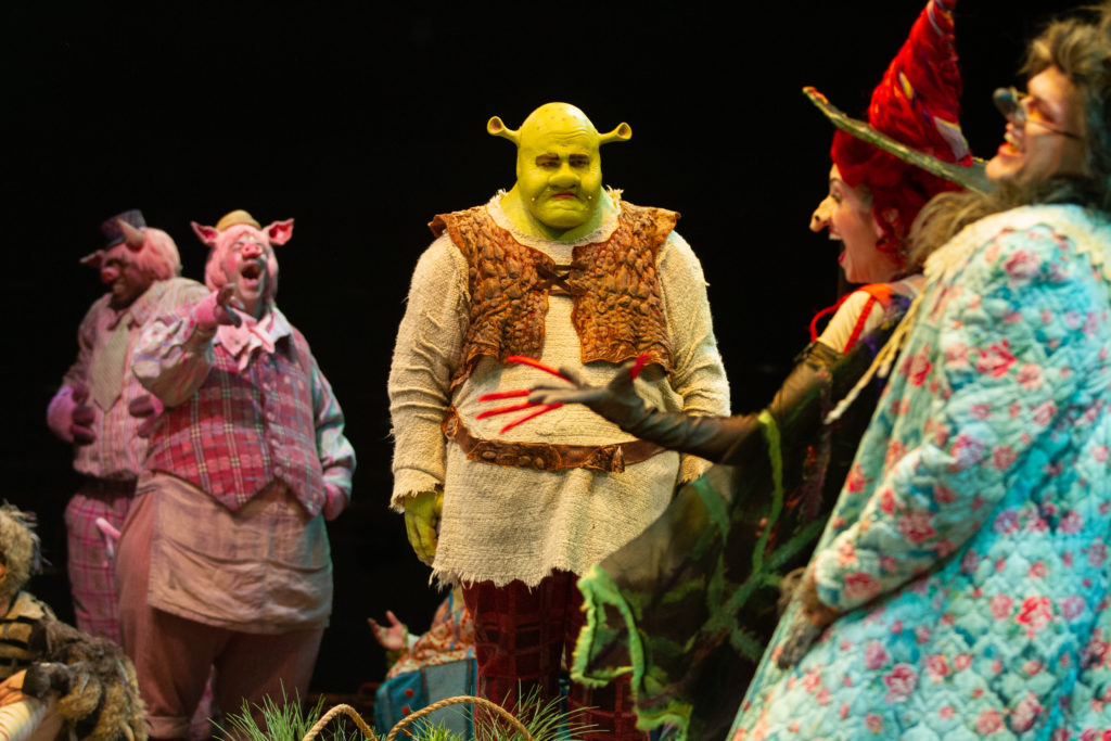 The company of SHREK THE MUSICAL produced by Broadway At Music Circus at the Wells Fargo Pavilion June 11-16. Photo by Kevin Graft.