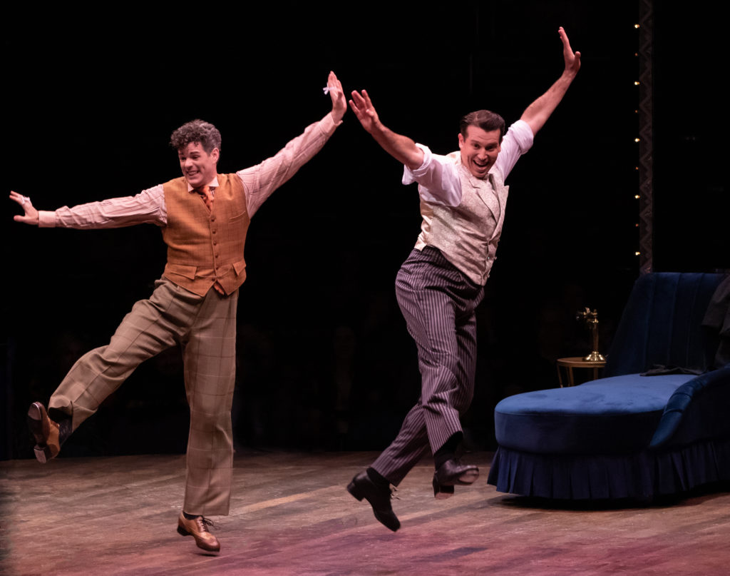 Jacob ben Widmar as George and Matt Loehr as Robert Martin in THE DROWSY CHAPERONE produced by Broadway At Music Circus at the Wells Fargo Pavilion July 9-14. Photo by Charr Crail.