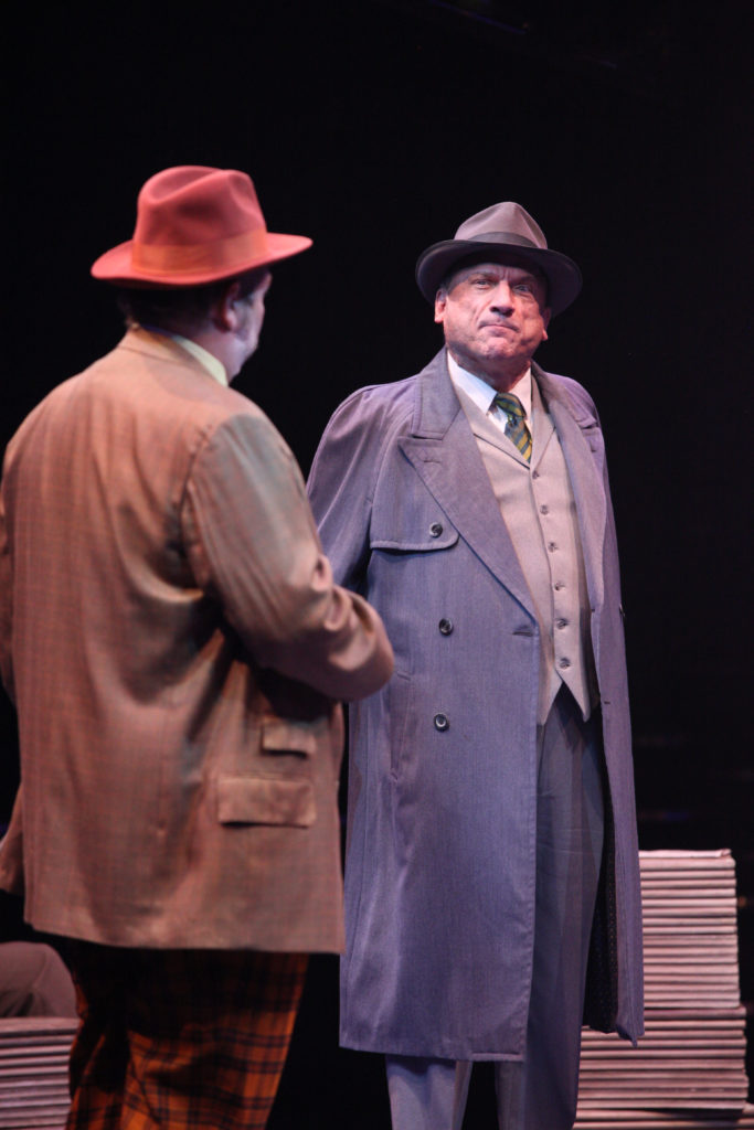 (L to R) Evan Harrington as Nicely-Nicely Johnson and Ron Wisniski as Lieutenant Brannigan in GUYS AND DOLLS produced by Broadway At Music Circus at the Wells Fargo Pavilion July 23-28. Photo by Charr Crail.