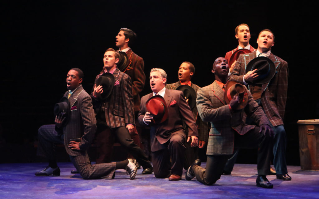 The company of GUYS AND DOLLS produced by Broadway At Music Circus at the Wells Fargo Pavilion July 23-28. Photo by Charr Crail. 