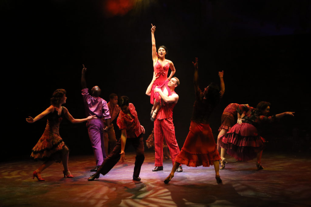 The company of GUYS AND DOLLS produced by Broadway At Music Circus at the Wells Fargo Pavilion July 23-28. Photo by Charr Crail.