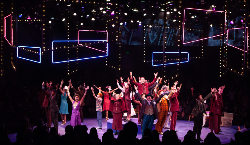 The company of GUYS AND DOLLS produced by Broadway At Music Circus at the Wells Fargo Pavilion July 23-28. Photo by Charr Crail.