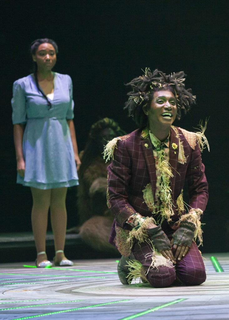 Adrianna Hicks as Dorothy and Kevin Smith Kirkwood as Scarecrow in THE WIZ produced by Broadway At Music Circus at the Wells Fargo Pavilion August 6-11. Photo by Charr Crail.