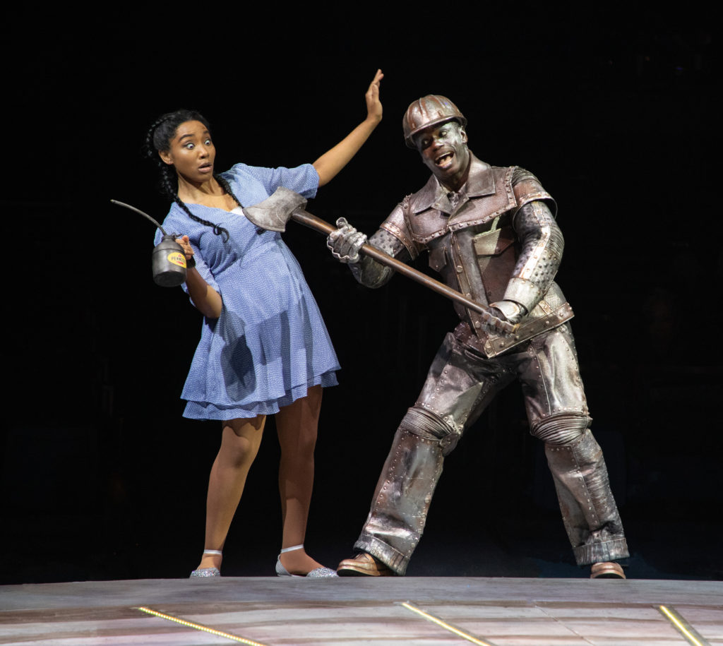 Adrianna Hicks as Dorothy and James T. Lane as Tinman in THE WIZ produced by Broadway At Music Circus at the Wells Fargo Pavilion August 6-11. Photo by Kevin Graft.