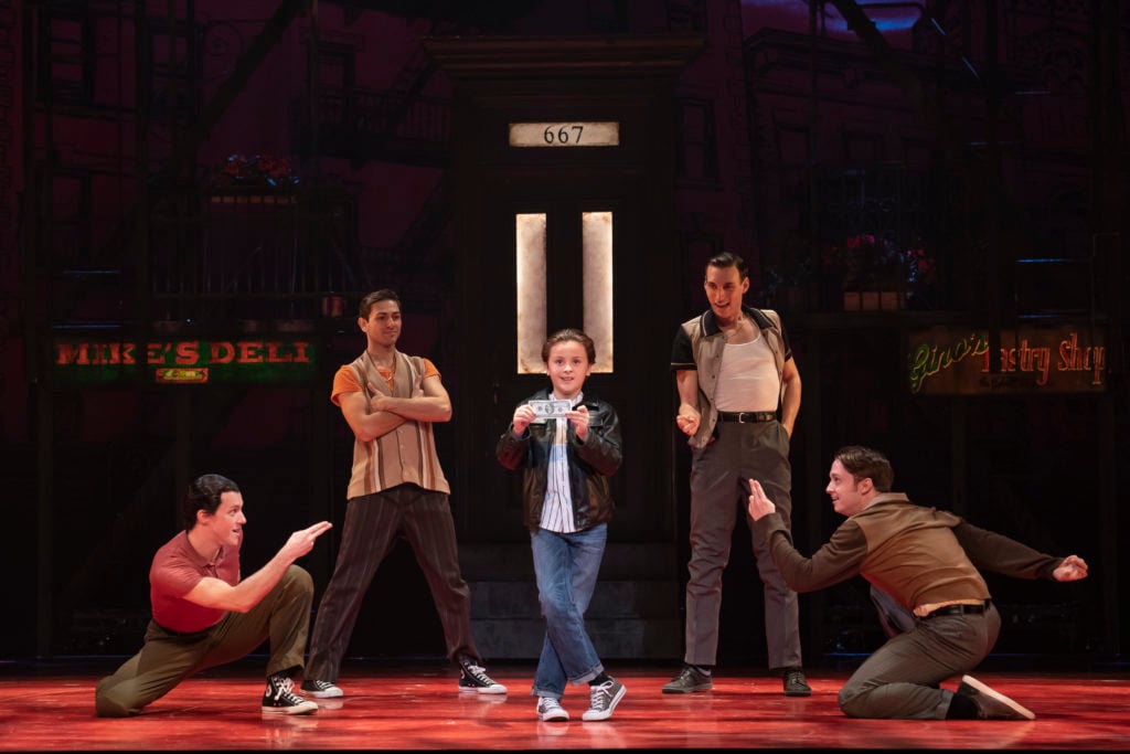 Trey Murphy as Young C and the company of A BRONX TALE presented by Broadway On Tour Mar. 3 – 8, 2020 at Memorial Auditorium. Photo by Joan Marcus.