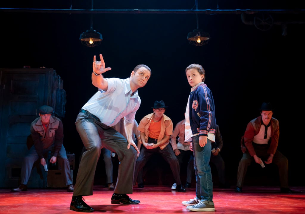Jeff Brooks as Sonny, Trey Murphy as Young C and the company of A BRONX TALE presented by Broadway On Tour Mar. 3 – 8, 2020 at Memorial Auditorium. Photo by Joan Marcus.
