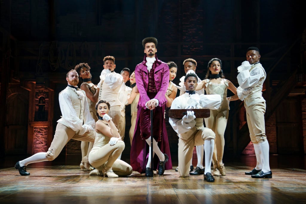 Company of HAMILTON presented by Broadway On Tour September 15 – October 10, 2021 at the SAFE Credit Union Performing Arts Center. Photo by Joan Marcus.