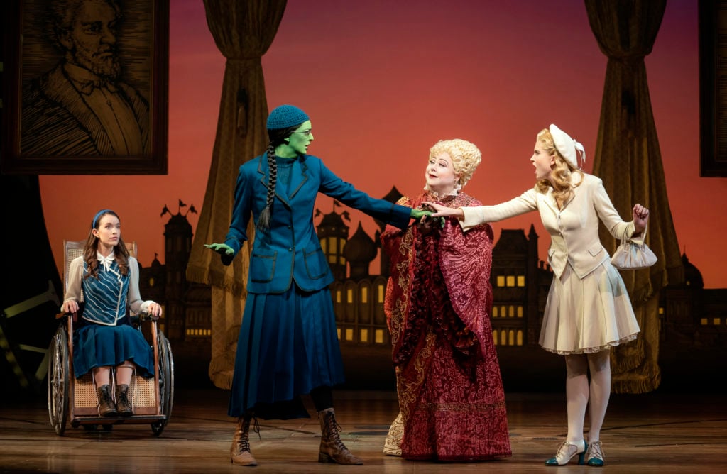 Amanda Fallon Smith, Talia Suskauer, Sharon Sachs and Allison Bailey in WICKED presented by Broadway On Tour at the SAFE Credit Union Performing Arts Center March 30 – April 24, 2022. Photo by Joan Marcus.