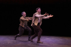 (L to R) Matt Loehr as Nick Bottom and Ben Fankhauser as Nigel Bottom in the Broadway At Music Circus production of SOMETHING ROTTEN! at the UC Davis Health Pavilion July 26-31. Photo by Charr Crail.