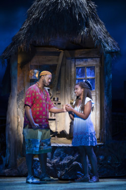 Lamont J. Whitaker and Berlande in THE BOOK OF MORMON presented by Broadway On Tour November 2 – 13, 2022 at the SAFE Credit Union Performing Arts Center. Photo by Julieta Cervantes.