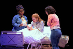 (L to R) Zonya Love as Becky, Desi Oakley as Jenna and Ashley Blanchet as Dawn in the Broadway At Music Circus production of WAITRESS at the UC Davis Health Pavilion August 06-11. Photo by Kevin Graft.