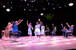 The company in the Broadway At Music Circus production of WAITRESS at the UC Davis Health Pavilion August 06-11. Photo by Charr Crail.